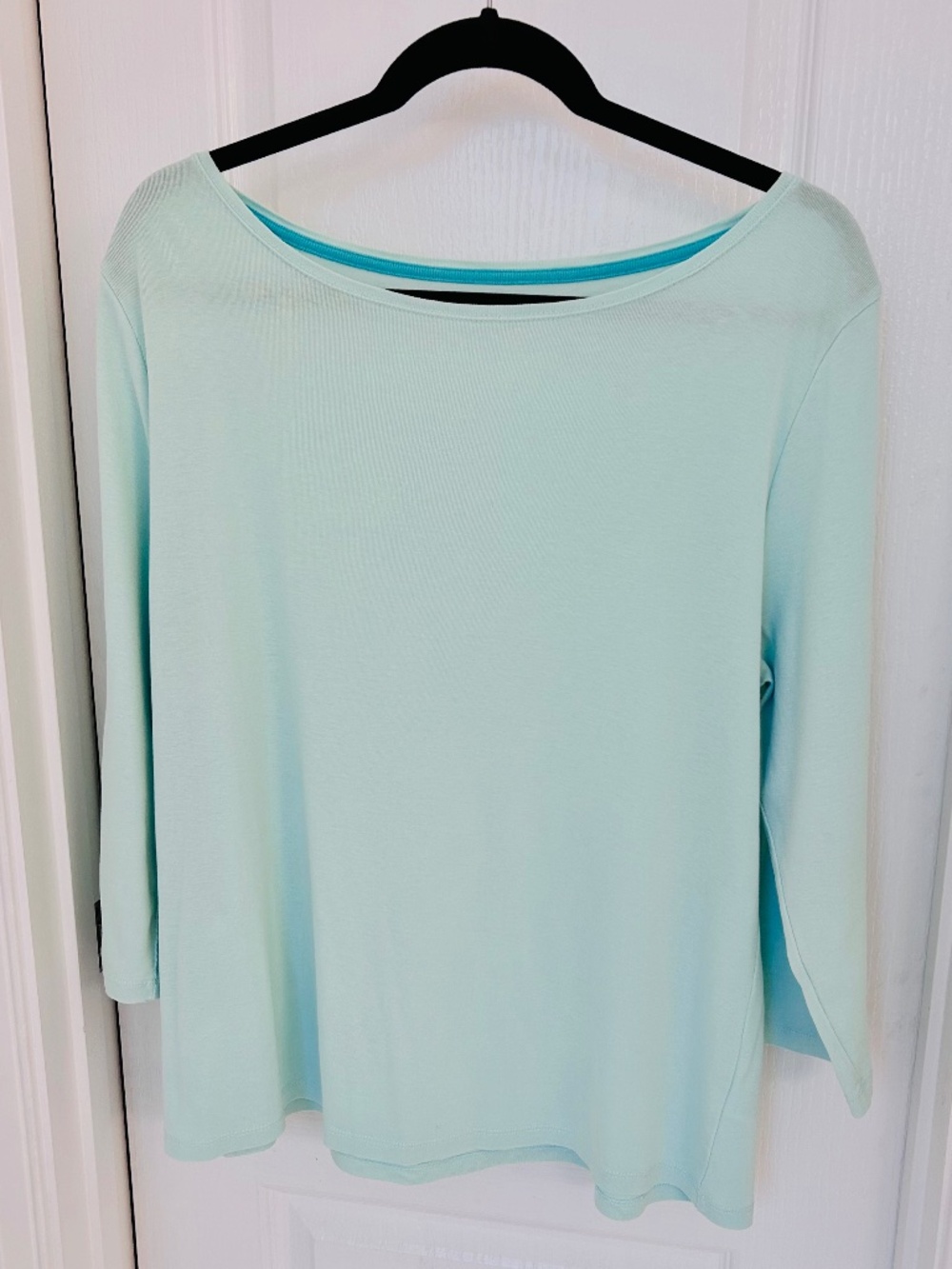 Talbots Mint Green 3/4 Sleeve Boatneck T-Shirt, Size XLP